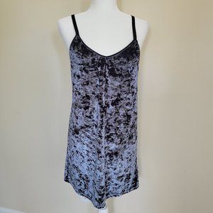 TOPSHOP Dusty Blue Crushed Velvet Mini Dress Size 6 Made in UK Stretch 90s